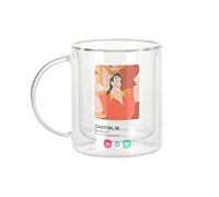 Fabulous Mug Verre Double Paroi - Gaston La Belle et la Bete Réseau Social Rencontre Parodie - Tasse a Cafe et The Isotherme 330ml Effet Suspendu Anti-Brulure Imprime en France