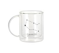 Fabulous Mug Verre Double Paroi - Gemini Sign Astrology Star Divination Constellation Minimalist - Tasse a Cafe et The Isotherme 330ml Effet Suspendu Anti-Brulure Imprime en France