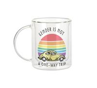 Fabulous Mug Verre Double Paroi - Gender is not a One-way Trip LGBTQ+ Gay Lesbien - Tasse a Cafe et The Isotherme 330ml Effet Suspendu Anti-Brulure Imprime en France