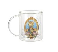 Fabulous Mug Verre Double Paroi - Général Chaton Portrait Mignon Collage Art Surréalisme - Tasse a Cafe et The Isotherme 330ml Effet Suspendu Anti-Brulure Imprime en France