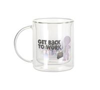 Fabulous Mug Verre Double Paroi - Get Back To Work Collage Vintage Illustration Art Humour Meme 2000 - Tasse a Cafe et The Isotherme 330ml Effet Suspendu Anti-Brulure Imprime en France
