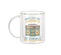 Fabulous Mug Verre Double Paroi - Ghetto Blaster - Money Can't Buy Happiness Music Tasse a Cafe et The Isotherme 330ml Effet Suspendu Anti-Brulure Imprime en France