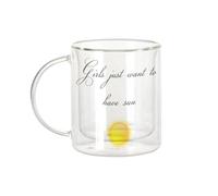 Fabulous Mug Verre Double Paroi - Girls Just Want to Have Sun Humour Fille Soleil - Tasse a Cafe et The Isotherme 330ml Effet Suspendu Anti-Brulure Imprime en France