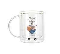 Fabulous Mug Verre Double Paroi - Guitar Is Calling Me Music Passion - Tasse a Cafe et The Isotherme 330ml Effet Suspendu Anti-Brulure Imprime en France