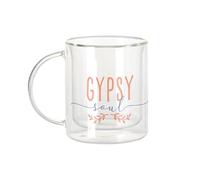 Fabulous Mug Verre Double Paroi - Gypsy Soul Âme de Gypsy Bohémien Chic Culture - Tasse a Cafe et The Isotherme 330ml Effet Suspendu Anti-Brulure Imprime en France