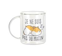 Fabulous Mug Verre Double Paroi - Hamster Je ne suis pas du matin Animaux de Compagnie - Tasse a Cafe et The Isotherme 330ml Effet Suspendu Anti-Brulure Imprime en France