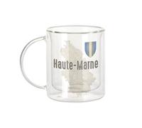 Fabulous Mug Verre Double Paroi - Haute Marne 52 Département Chaumont Carte Ancienne Rare - Tasse a Cafe et The Isotherme 330ml Effet Suspendu Anti-Brulure Imprime en France