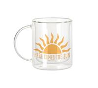 Fabulous Mug Verre Double Paroi - Here Comes The Sun Soleil Eté Aurore - Tasse a Cafe et The Isotherme 330ml Effet Suspendu Anti-Brulure Imprime en France