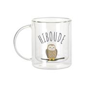 Fabulous Mug Verre Double Paroi - Hiboude Jeu de Mot Bouder Amour Animaux - Tasse a Cafe et The Isotherme 330ml Effet Suspendu Anti-Brulure Imprime en France