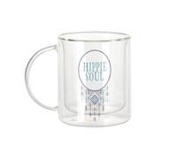 Fabulous Mug Verre Double Paroi - Hippie Soul L'Âme d'un Hippie Culture 70's - Tasse a Cafe et The Isotherme 330ml Effet Suspendu Anti-Brulure Imprime en France