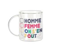 Fabulous Mug Verre Double Paroi - Homme Femme On s'en Fout LGBTQ+ Trans Non-Binaire - Tasse a Cafe et The Isotherme 330ml Effet Suspendu Anti-Brulure Imprime en France