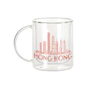 Fabulous Mug Verre Double Paroi - Hong Kong Minimalist Asie Voyage Architecture - Tasse a Cafe et The Isotherme 330ml Effet Suspendu Anti-Brulure Imprime en France