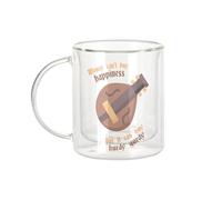 Fabulous Mug Verre Double Paroi - Hurdy Gurdy - Money Can't Buy Happiness Middle Age Tasse a Cafe et The Isotherme 330ml Effet Suspendu Anti-Brulure Imprime en France