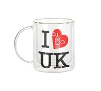 Fabulous Mug Verre Double Paroi - I Love UK Voyage Royaume Uni Angleterre Big Ben - Tasse a Cafe et The Isotherme 330ml Effet Suspendu Anti-Brulure Imprime en France