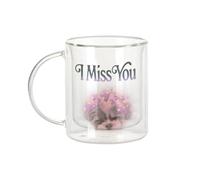 Fabulous Mug Verre Double Paroi - I Miss You Petit Chien Collage Vintage Illustration Art Humour Mignon - Tasse a Cafe et The Isotherme 330ml Effet Suspendu Anti-Brulure Imprime en France