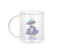 Fabulous Mug Verre Double Paroi - I want to Believe Enfant Rêve Mythe Ovni - Tasse a Cafe et The Isotherme 330ml Effet Suspendu Anti-Brulure Imprime en France