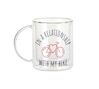Fabulous Mug Verre Double Paroi - In a relationship with My Bike Bicycle Cycling Mountain Bike - Tasse a Cafe et The Isotherme 330ml Effet Suspendu Anti-Brulure Imprime en France