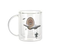 Fabulous Mug Verre Double Paroi - Invasion Extraterrestre Grotesque Collage Art Surréalisme Nanar - Tasse a Cafe et The Isotherme 330ml Effet Suspendu Anti-Brulure Imprime en France