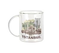 Fabulous Mug Verre Double Paroi - Istanbul Vintage Voyage Culture Turquie - Tasse a Cafe et The Isotherme 330ml Effet Suspendu Anti-Brulure Imprime en France