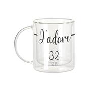 Fabulous Mug Verre Double Paroi - J'Adore 32 Gers Departement France Region - Tasse a Cafe et The Isotherme 330ml Effet Suspendu Anti-Brulure Imprime en France