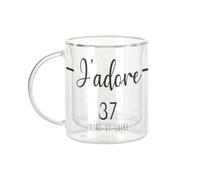 Fabulous Mug Verre Double Paroi - J'Adore 37 Indre Et Loire Departement France Region Tours - Tasse a Cafe et The Isotherme 330ml Effet Suspendu Anti-Brulure Imprime en France