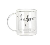 Fabulous Mug Verre Double Paroi - J'Adore 41 Loir Et Cher Blois Departement France Region - Tasse a Cafe et The Isotherme 330ml Effet Suspendu Anti-Brulure Imprime en France