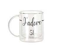 Fabulous Mug Verre Double Paroi - J'Adore 51 Marne Departement France Region Chalons En Champagne - Tasse a Cafe et The Isotherme 330ml Effet Suspendu Anti-Brulure Imprime en France