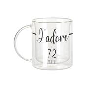 Fabulous Mug Verre Double Paroi - J'Adore 72 Sarthe Departement France Region Le Mans - Tasse a Cafe et The Isotherme 330ml Effet Suspendu Anti-Brulure Imprime en France