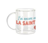 Fabulous Mug Verre Double Paroi - J'ai encore oublié la Saint-Valentin - Tasse a Cafe et The Isotherme 330ml Effet Suspendu Anti-Brulure Imprime en France