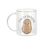 Fabulous Mug Verre Double Paroi - J'ai la Patate Expression Légumes Humour - Tasse a Cafe et The Isotherme 330ml Effet Suspendu Anti-Brulure Imprime en France