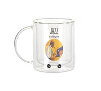 Fabulous Mug Verre Double Paroi - Jazz Is Calling Me Music United States - Tasse a Cafe et The Isotherme 330ml Effet Suspendu Anti-Brulure Imprime en France