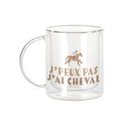 Fabulous Mug Verre Double Paroi - J'Peux Pas J'ai Cheval Equitation Poney - Tasse a Cafe et The Isotherme 330ml Effet Suspendu Anti-Brulure Imprime en France