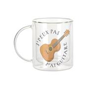 Fabulous Mug Verre Double Paroi - J'Peux Pas J'ai Guitare Rock Classique Acoustique - Tasse a Cafe et The Isotherme 330ml Effet Suspendu Anti-Brulure Imprime en France