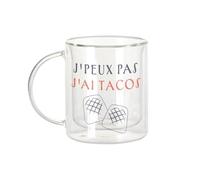Fabulous Mug Verre Double Paroi - J'Peux Pas J'ai Tacos French Tacos Fast Food - Tasse a Cafe et The Isotherme 330ml Effet Suspendu Anti-Brulure Imprime en France