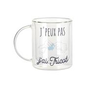 Fabulous Mug Verre Double Paroi - J'Peux Pas J'ai Tricot Laine Mode Vetement - Tasse a Cafe et The Isotherme 330ml Effet Suspendu Anti-Brulure Imprime en France