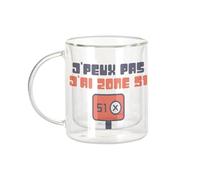 Fabulous Mug Verre Double Paroi - J'Peux Pas J'ai zone 51 OVNI Extraterreste Mars - Tasse a Cafe et The Isotherme 330ml Effet Suspendu Anti-Brulure Imprime en France