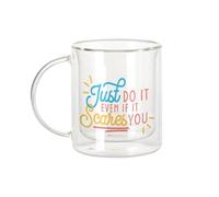 Fabulous Mug Verre Double Paroi - Just do it Typographie Message Motivation Empowerment - Tasse a Cafe et The Isotherme 330ml Effet Suspendu Anti-Brulure Imprime en France
