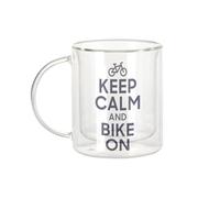 Fabulous Mug Verre Double Paroi - Keep Calm and Bike On Parodie Angleterre Sport Vélo - Tasse a Cafe et The Isotherme 330ml Effet Suspendu Anti-Brulure Imprime en France
