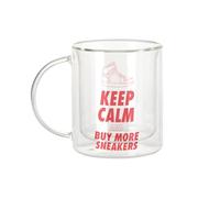 Fabulous Mug Verre Double Paroi - Keep Calm and Buy more Sneakers Red Sneakerhead Collection Shoes Hobby Kicks - Tasse a Cafe et The Isotherme 330ml Effet Suspendu Anti-Brulure Imprime en France