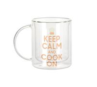 Fabulous Mug Verre Double Paroi - Keep Calm and Cook On Cuisine Chef Angleterre - Tasse a Cafe et The Isotherme 330ml Effet Suspendu Anti-Brulure Imprime en France
