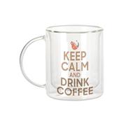 Fabulous Mug Verre Double Paroi - Keep Calm and Drink Coffee Parodie Angleterre Café - Tasse a Cafe et The Isotherme 330ml Effet Suspendu Anti-Brulure Imprime en France