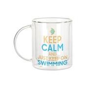 Fabulous Mug Verre Double Paroi - Keep Calm and Keep on Swimming Angleterre Mer Plongée - Tasse a Cafe et The Isotherme 330ml Effet Suspendu Anti-Brulure Imprime en France