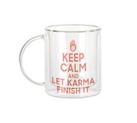 Fabulous Mug Verre Double Paroi - Keep Calm and Let Karma Finish It Inde Yoga Meditation - Tasse a Cafe et The Isotherme 330ml Effet Suspendu Anti-Brulure Imprime en France