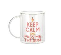 Fabulous Mug Verre Double Paroi - Keep Calm and Pass me the Rum Parodie Angleterre Rhum - Tasse a Cafe et The Isotherme 330ml Effet Suspendu Anti-Brulure Imprime en France