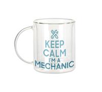 Fabulous Mug Verre Double Paroi - Keep Calm I'm a Mechanic Parodie Métier Job Mécanicien - Tasse a Cafe et The Isotherme 330ml Effet Suspendu Anti-Brulure Imprime en France