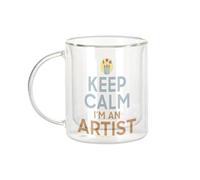 Fabulous Mug Verre Double Paroi - Keep Calm I'm an Artist Parodie Métier Job Artiste - Tasse a Cafe et The Isotherme 330ml Effet Suspendu Anti-Brulure Imprime en France