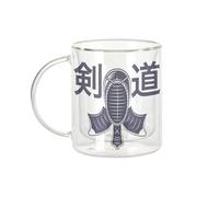 Fabulous Mug Verre Double Paroi - Kendo Art Martial Samurai Japon Asie Culture - Tasse a Cafe et The Isotherme 330ml Effet Suspendu Anti-Brulure Imprime en France