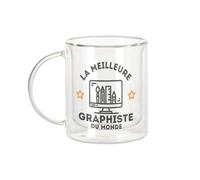 Fabulous Mug Verre Double Paroi - La Meilleure Graphiste du Monde Métier Art Design - Tasse a Cafe et The Isotherme 330ml Effet Suspendu Anti-Brulure Imprime en France