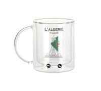 Fabulous Mug Verre Double Paroi - L'Algérie M'Appelle Culture Patrimoine Tourisme - Tasse a Cafe et The Isotherme 330ml Effet Suspendu Anti-Brulure Imprime en France