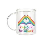 Fabulous Mug Verre Double Paroi - L'amour n'a pas de Genre LGBTQ+ Gay Lesbien - Tasse a Cafe et The Isotherme 330ml Effet Suspendu Anti-Brulure Imprime en France